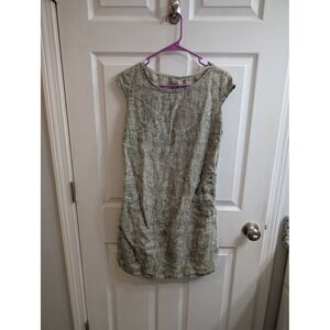 Lina Tomei Linen Blend Print Cap Sleeve Dress Made in Italy - Size M